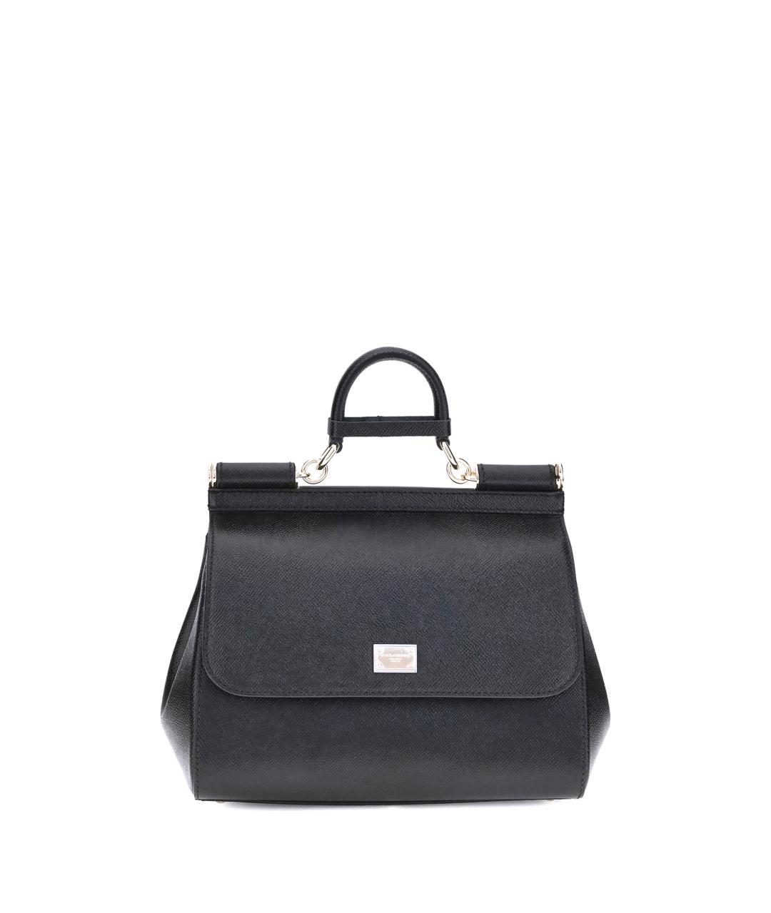 DOLCE&GABBANA Черная кожаная сумка тоут, фото 1