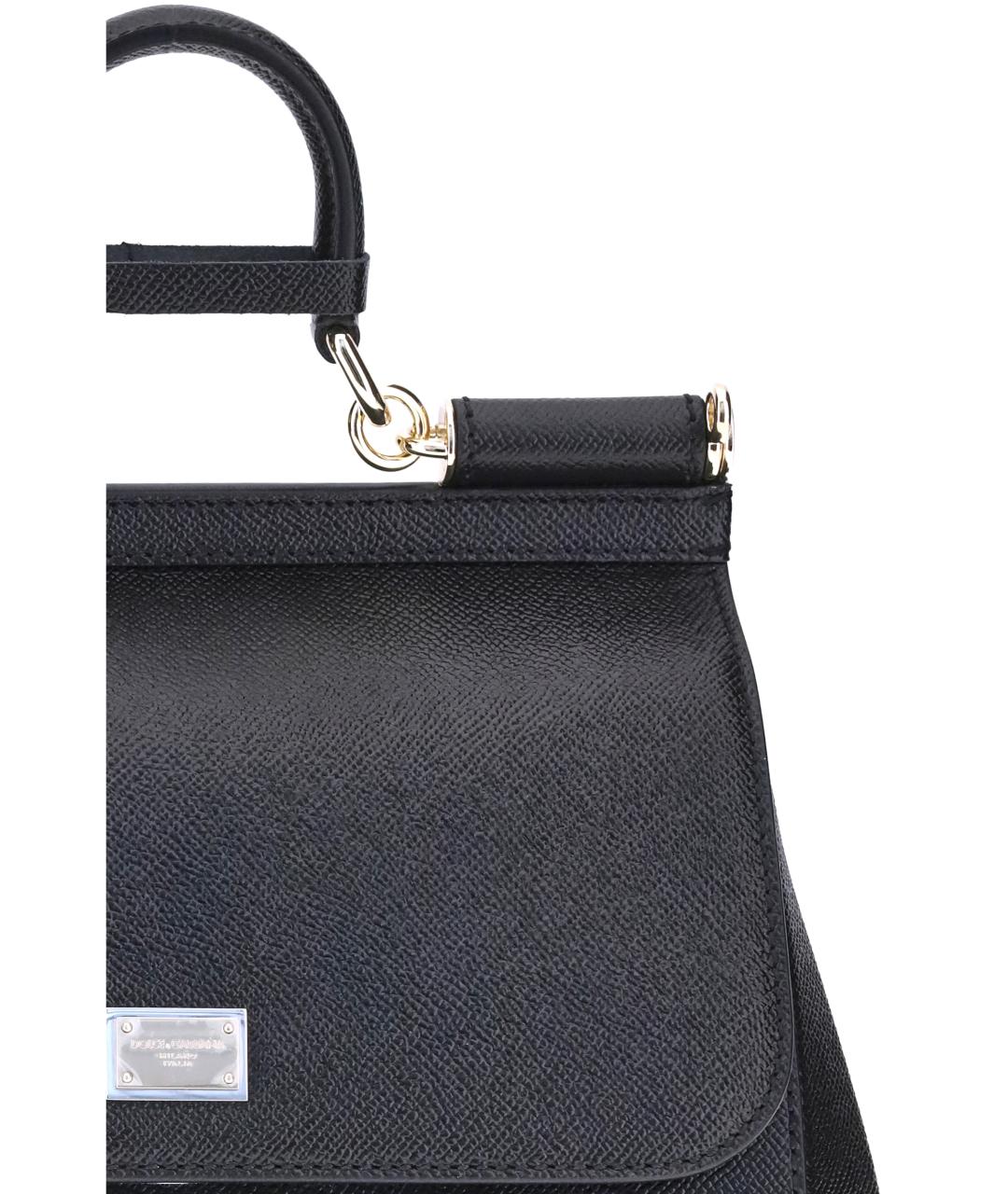 DOLCE&GABBANA Черная кожаная сумка тоут, фото 4