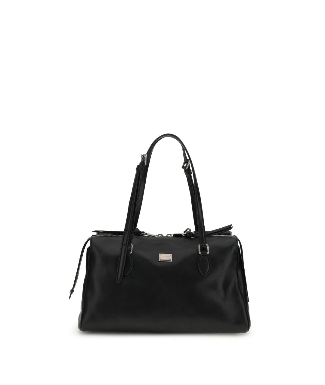 DOLCE&GABBANA Черная кожаная сумка тоут, фото 1