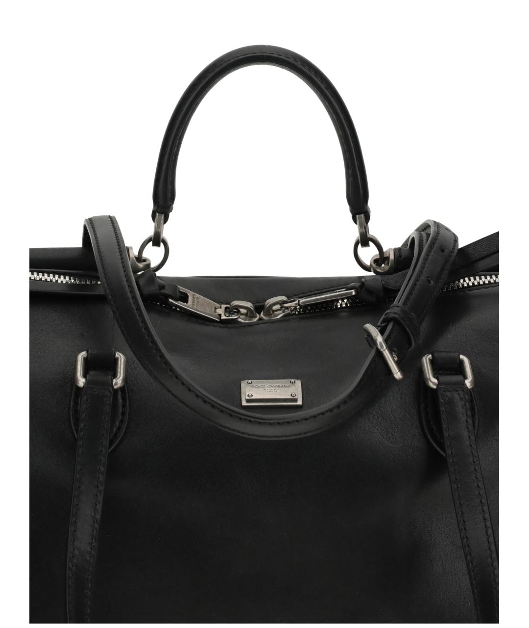 DOLCE&GABBANA Черная кожаная сумка тоут, фото 4