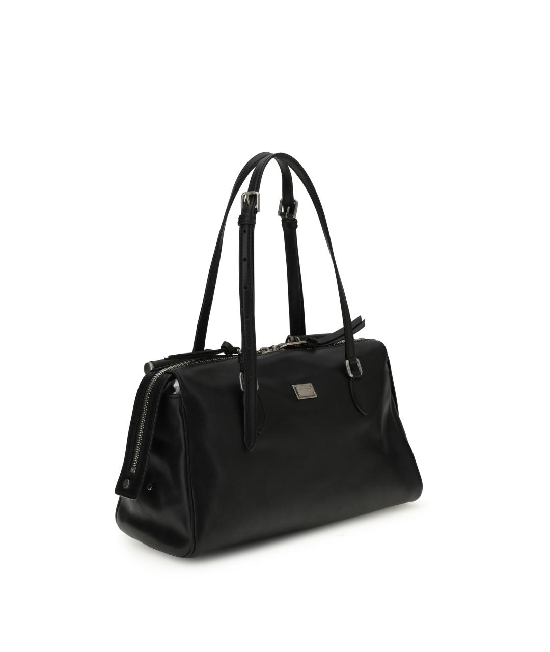 DOLCE&GABBANA Черная кожаная сумка тоут, фото 2