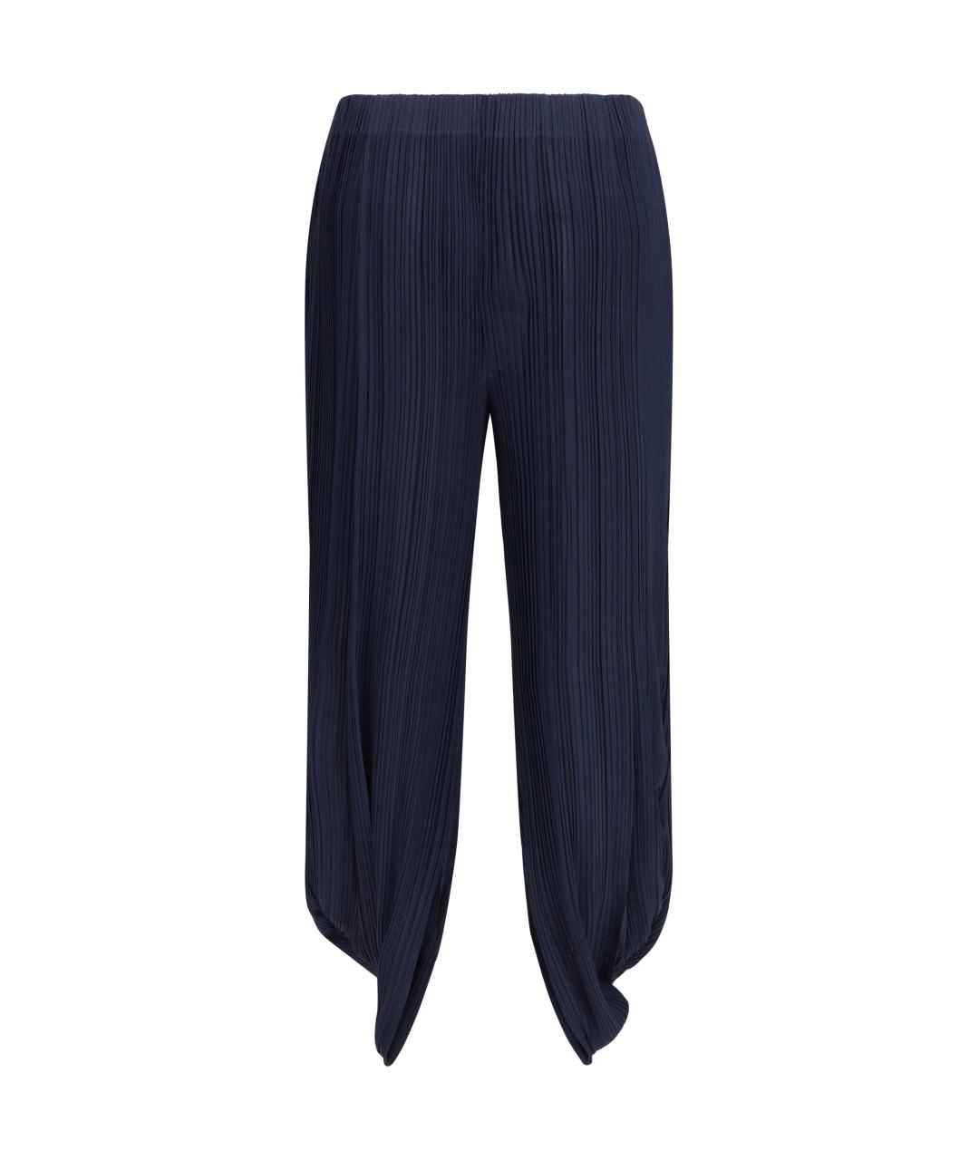 GIORGIO ARMANI Синие полиэстеровые прямые брюки, фото 2