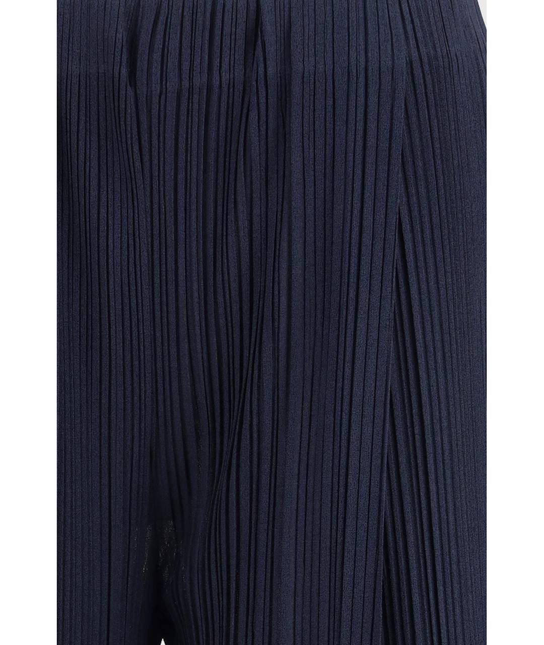 GIORGIO ARMANI Синие полиэстеровые прямые брюки, фото 3