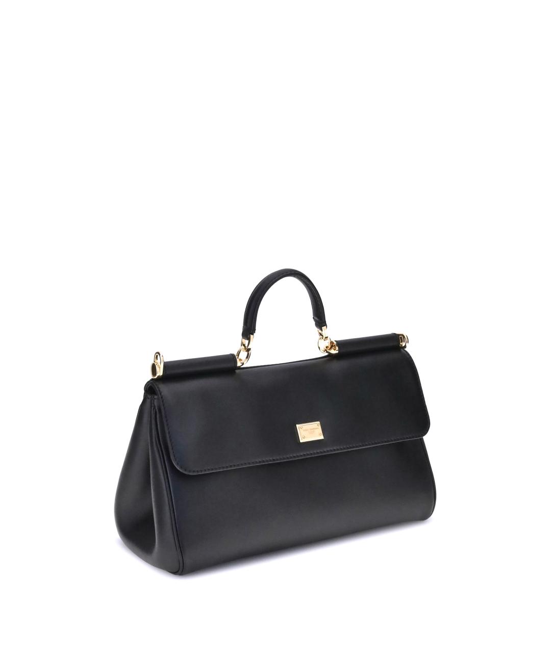 DOLCE&GABBANA Черная кожаная сумка тоут, фото 2