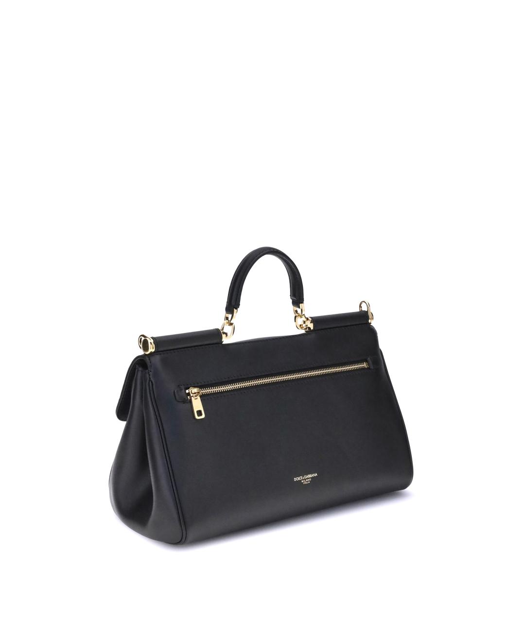 DOLCE&GABBANA Черная кожаная сумка тоут, фото 3