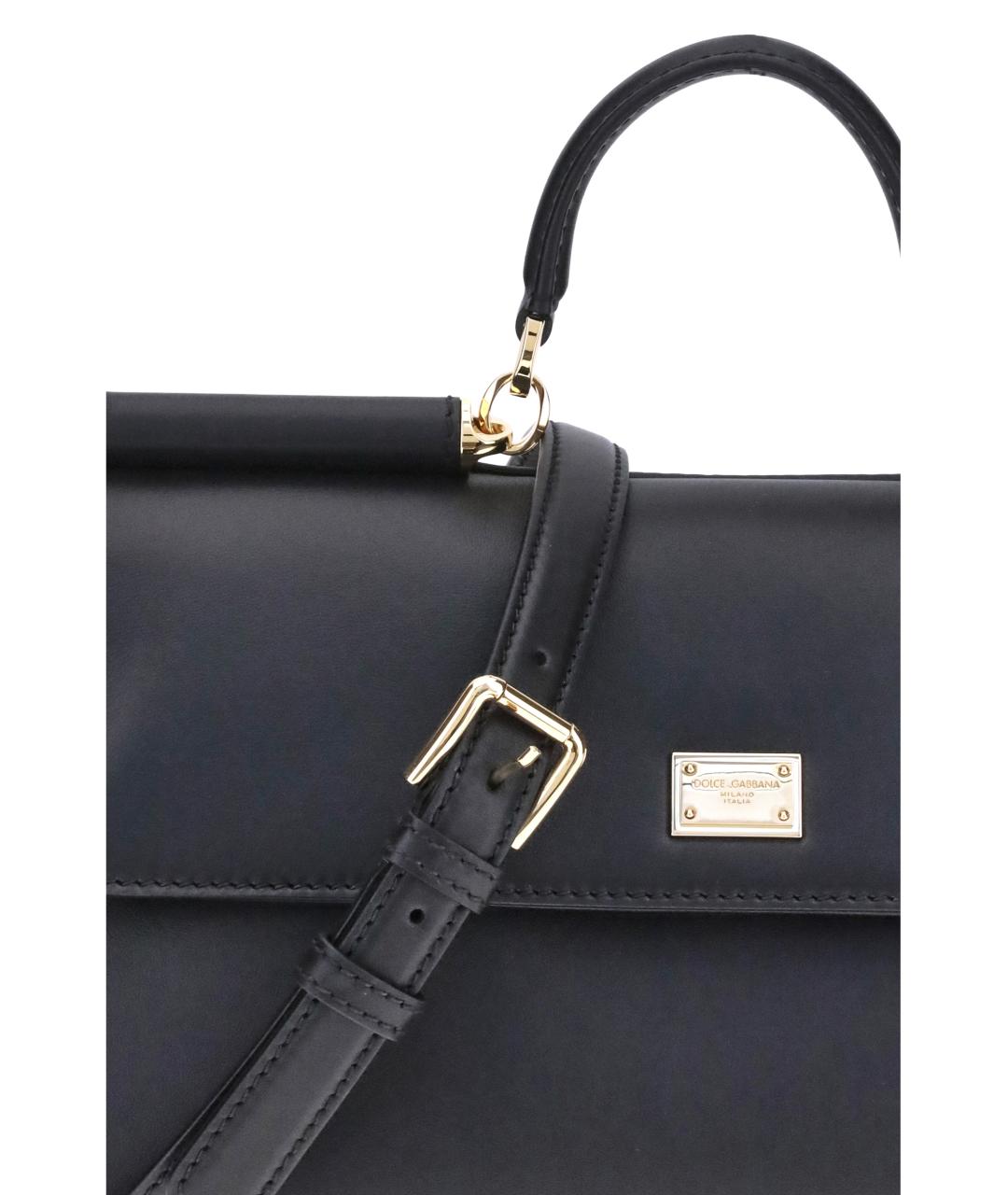 DOLCE&GABBANA Черная кожаная сумка тоут, фото 4