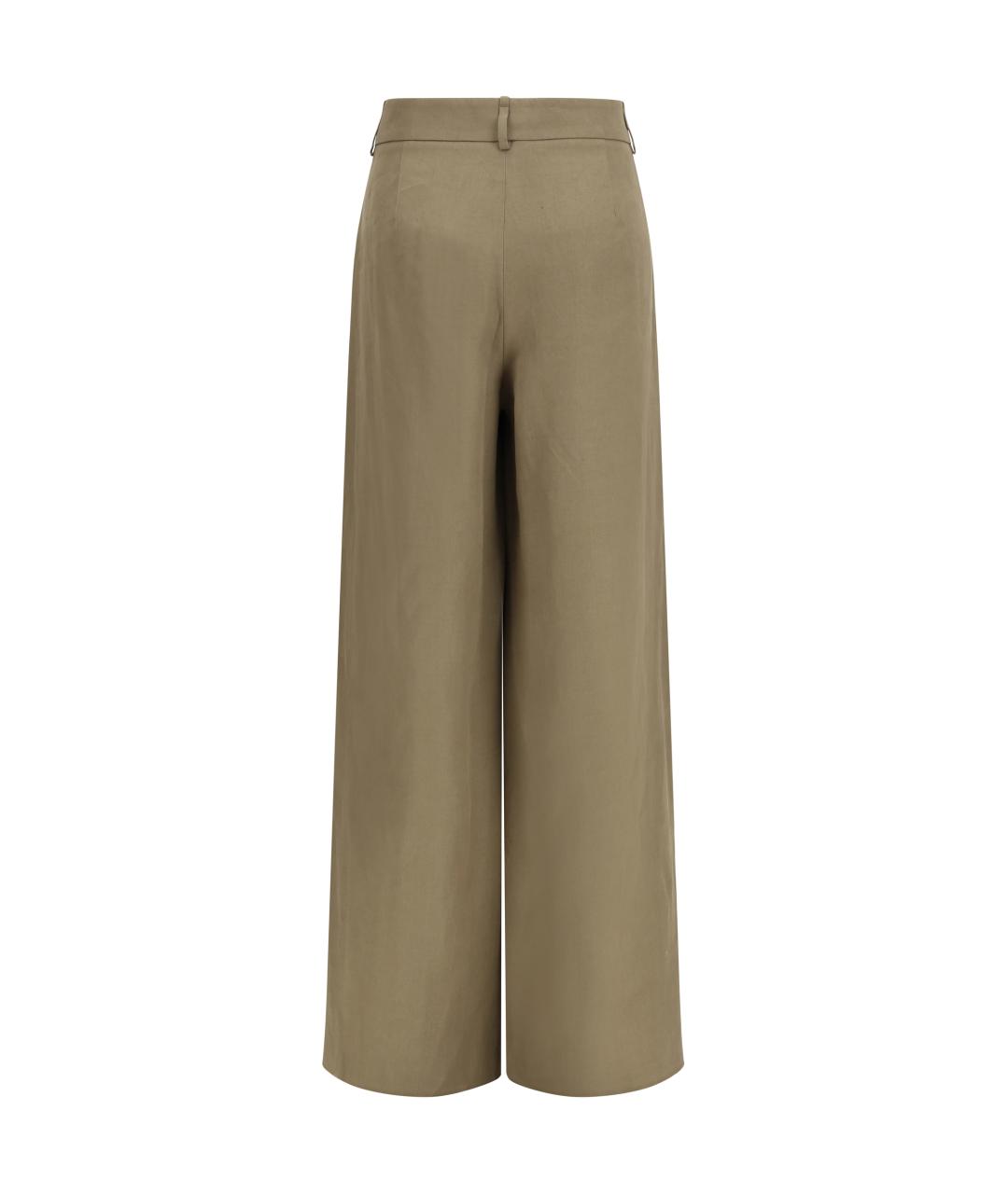 GIORGIO ARMANI Коричневые льняные прямые брюки, фото 2