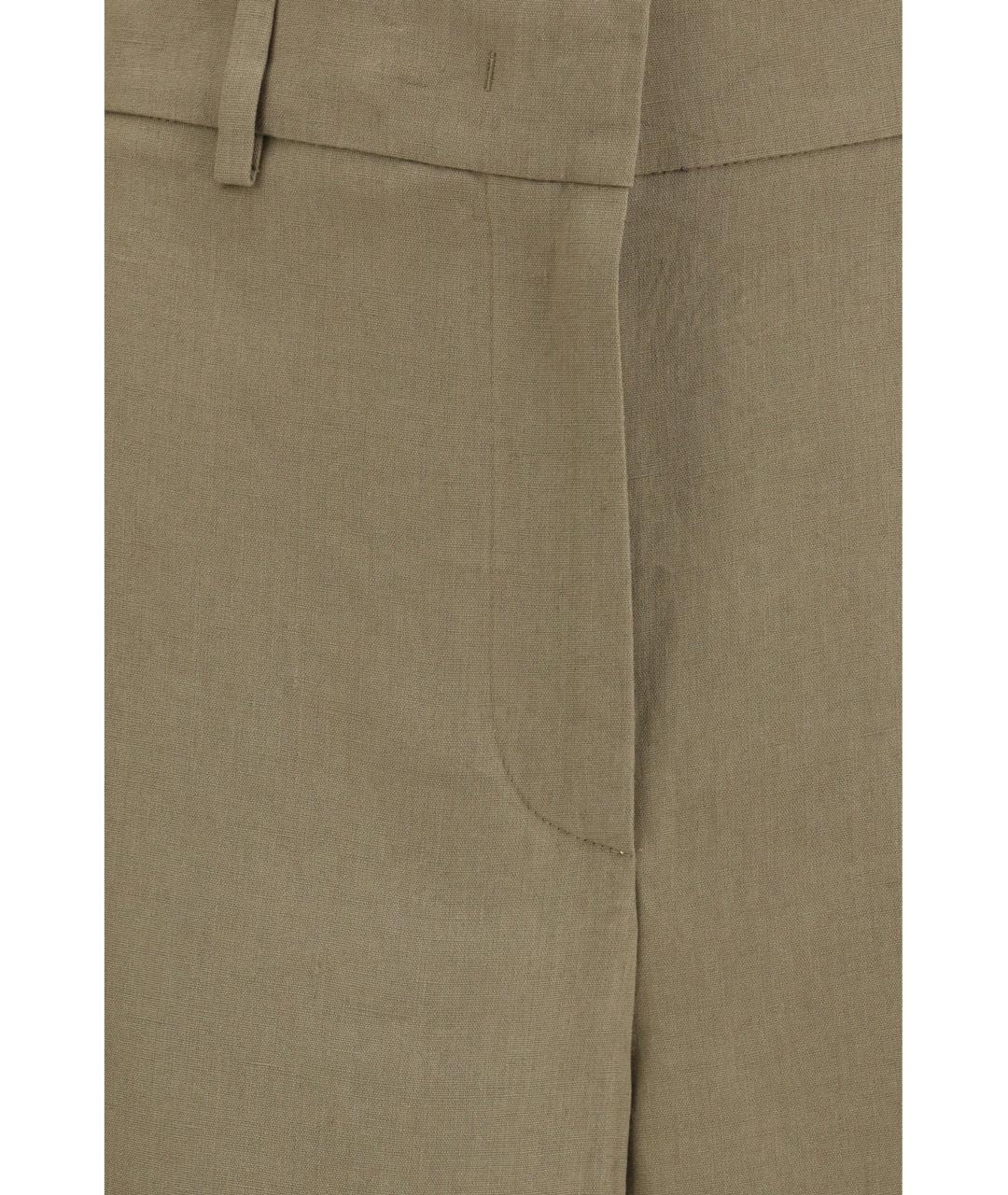 GIORGIO ARMANI Коричневые льняные прямые брюки, фото 3
