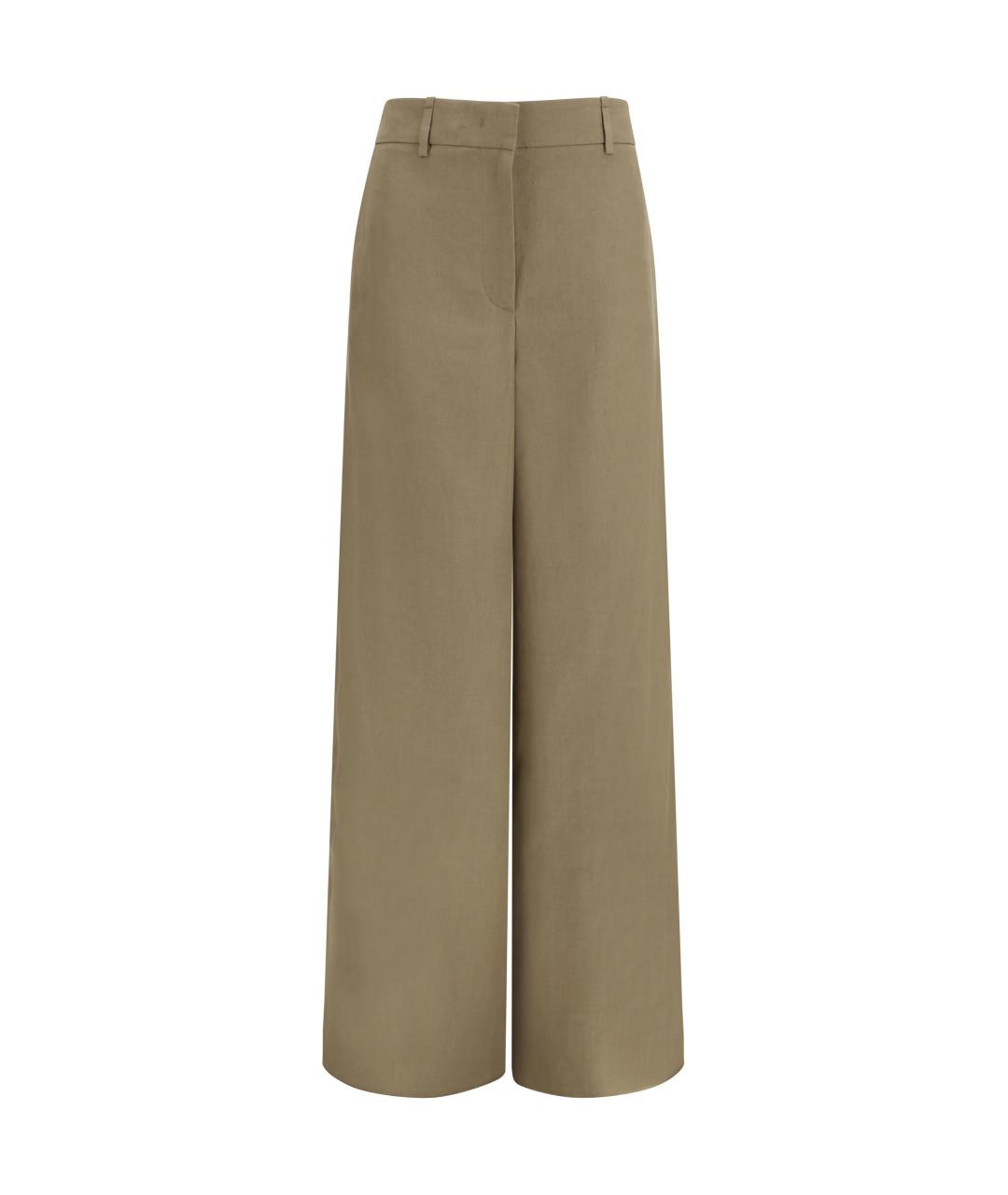 GIORGIO ARMANI Коричневые льняные прямые брюки, фото 1