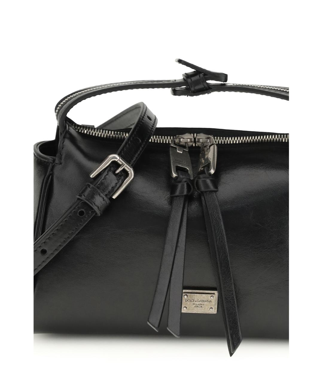 DOLCE&GABBANA Черная кожаная сумка через плечо, фото 4