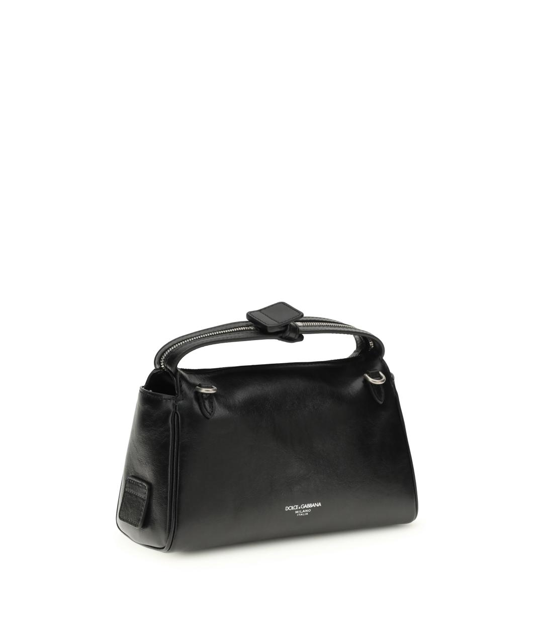 DOLCE&GABBANA Черная кожаная сумка через плечо, фото 3