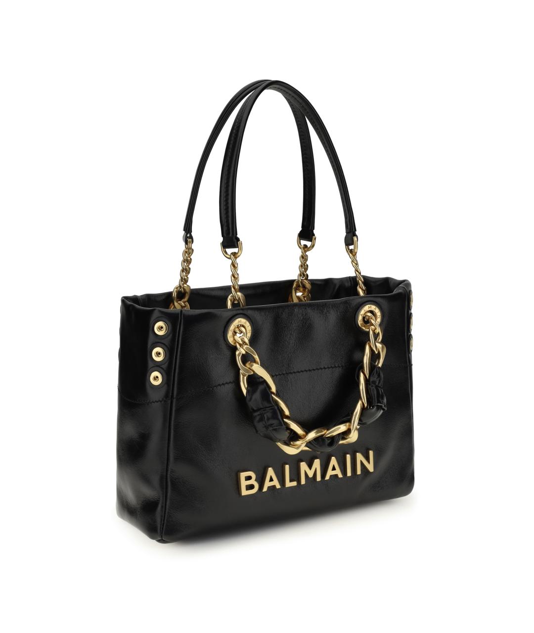 BALMAIN Черная кожаная сумка тоут, фото 2