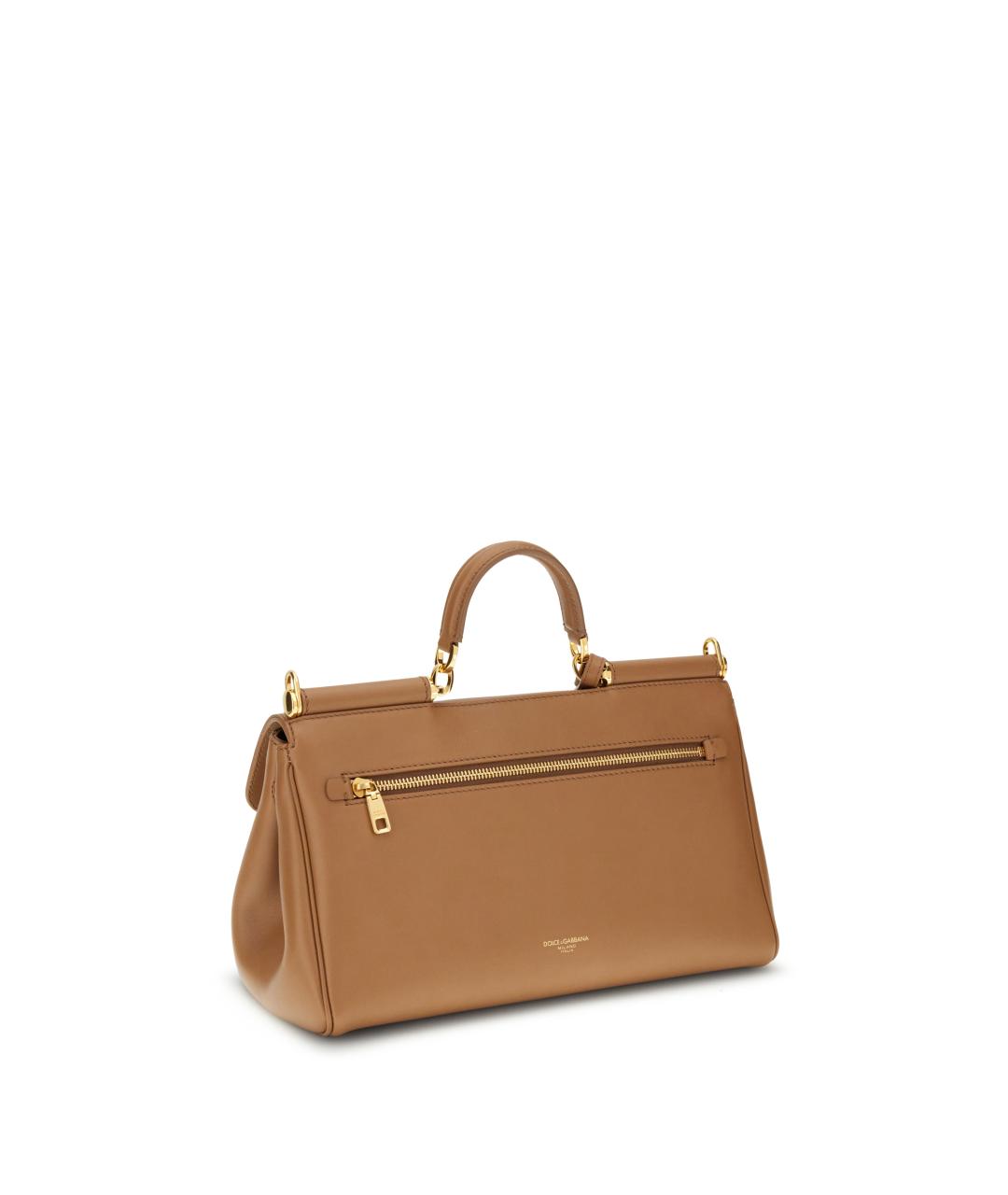 DOLCE&GABBANA Коричневая кожаная сумка тоут, фото 3