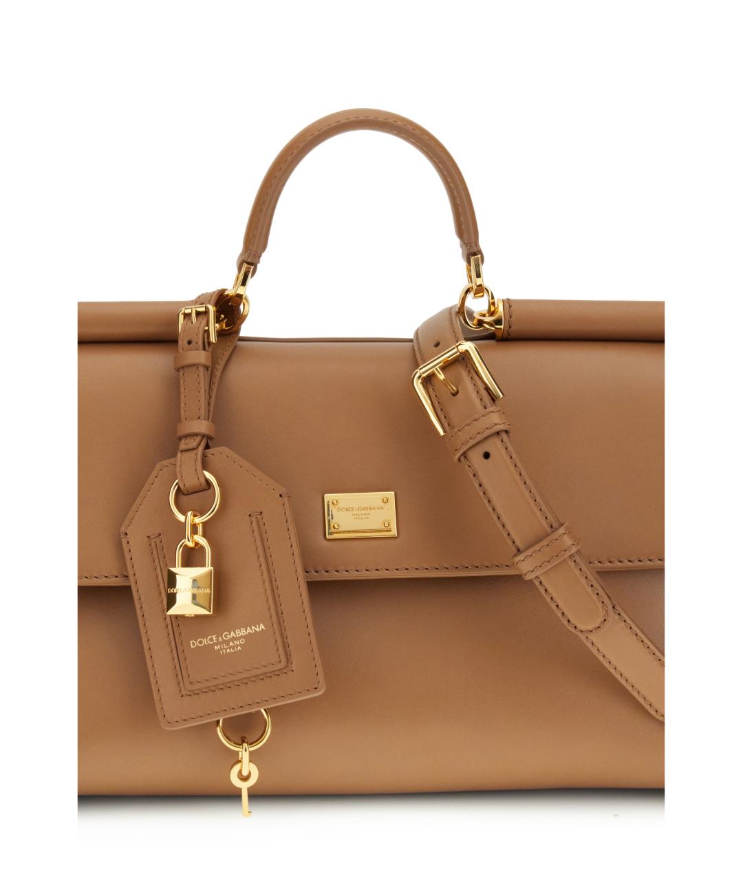 DOLCE&GABBANA Коричневая кожаная сумка тоут, фото 4