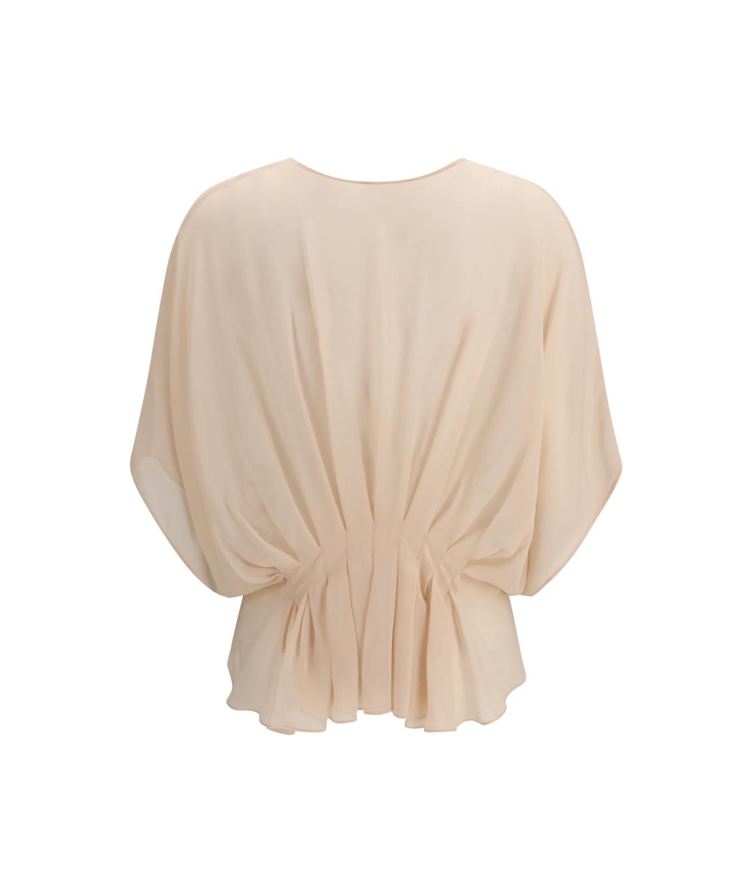 MAX MARA Бежевая шелковая блузы, фото 2