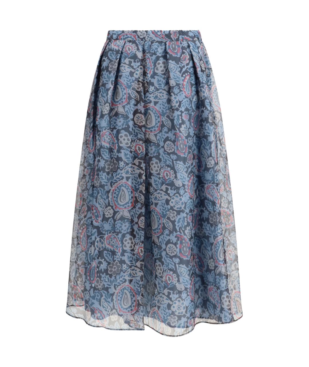 WEEKEND MAX MARA Мульти шелковая юбка миди, фото 1