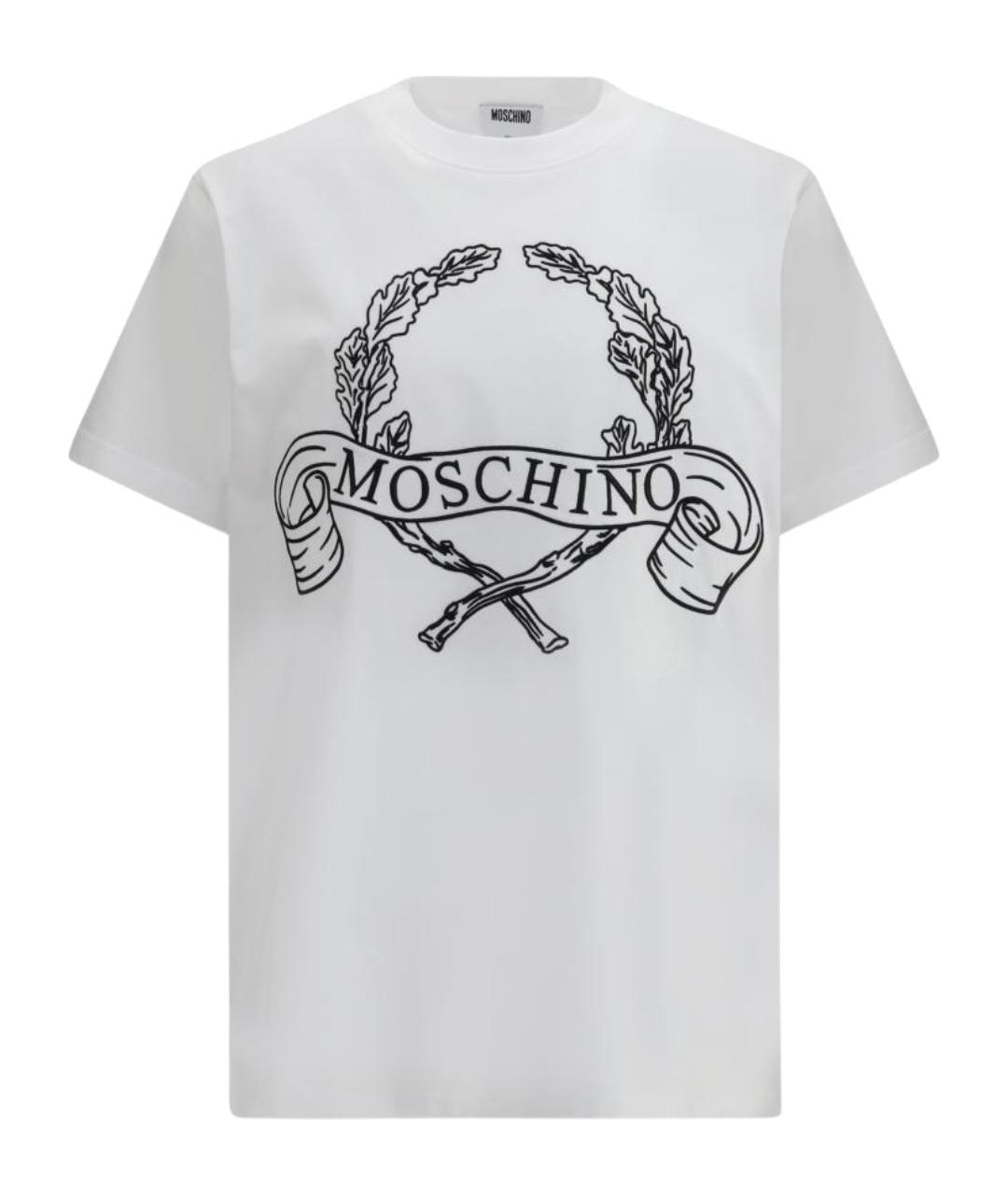 MOSCHINO Белая хлопковая футболка, фото 1