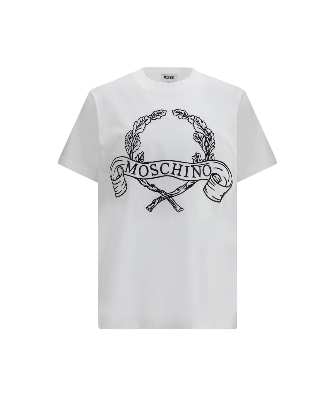 MOSCHINO Белая хлопковая футболка, фото 4