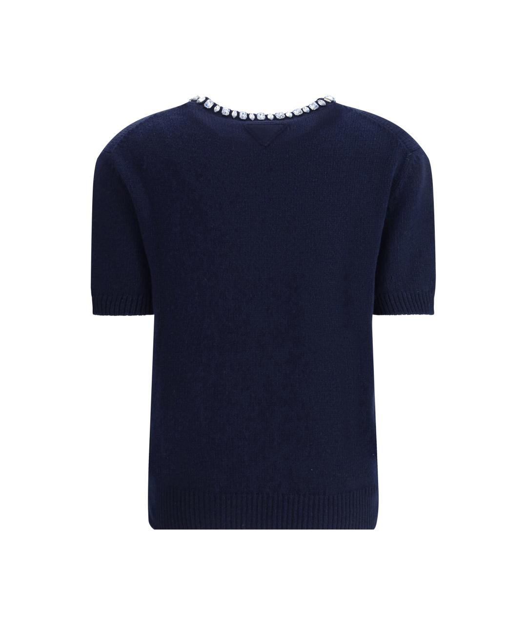 PRADA Темно-синий шерстяной джемпер / свитер, фото 2