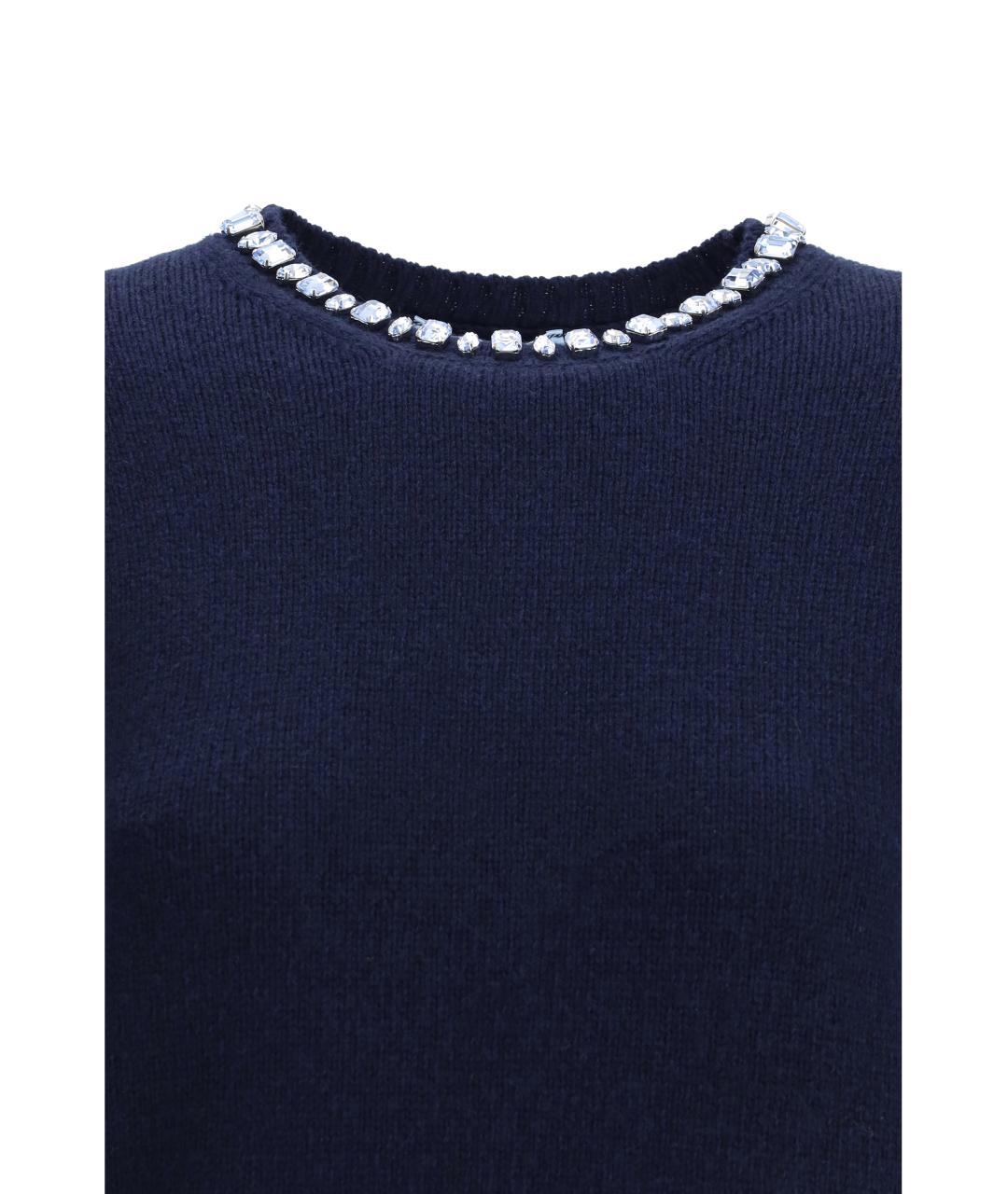 PRADA Темно-синий шерстяной джемпер / свитер, фото 3