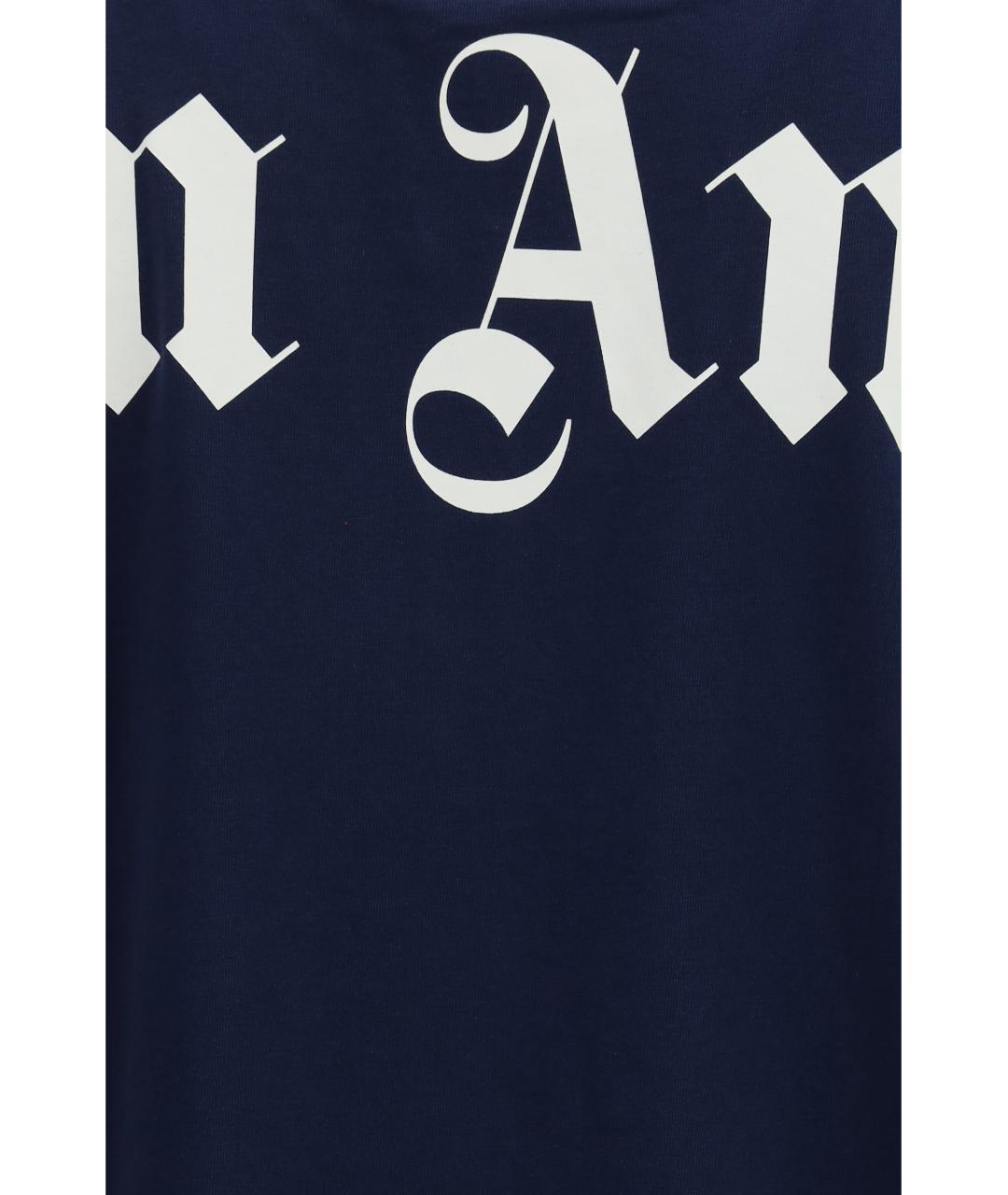 PALM ANGELS Темно-синяя хлопковая футболка, фото 3