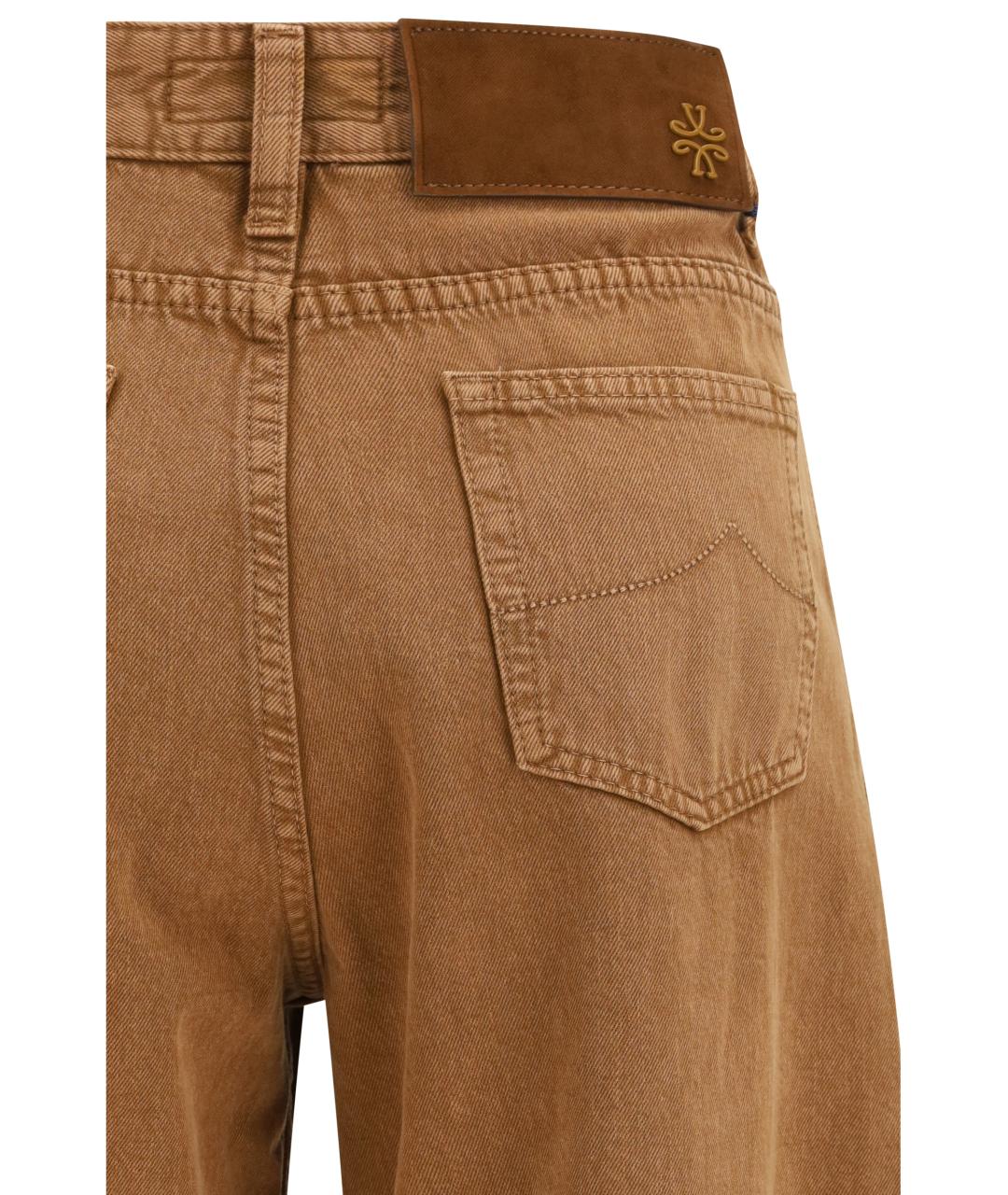 JACOB COHEN Коричневые хлопковые прямые джинсы, фото 3
