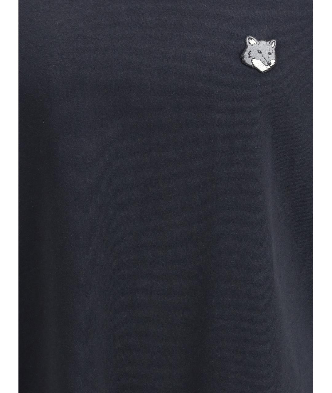 MAISON KITSUNE Черная хлопковая футболка, фото 3