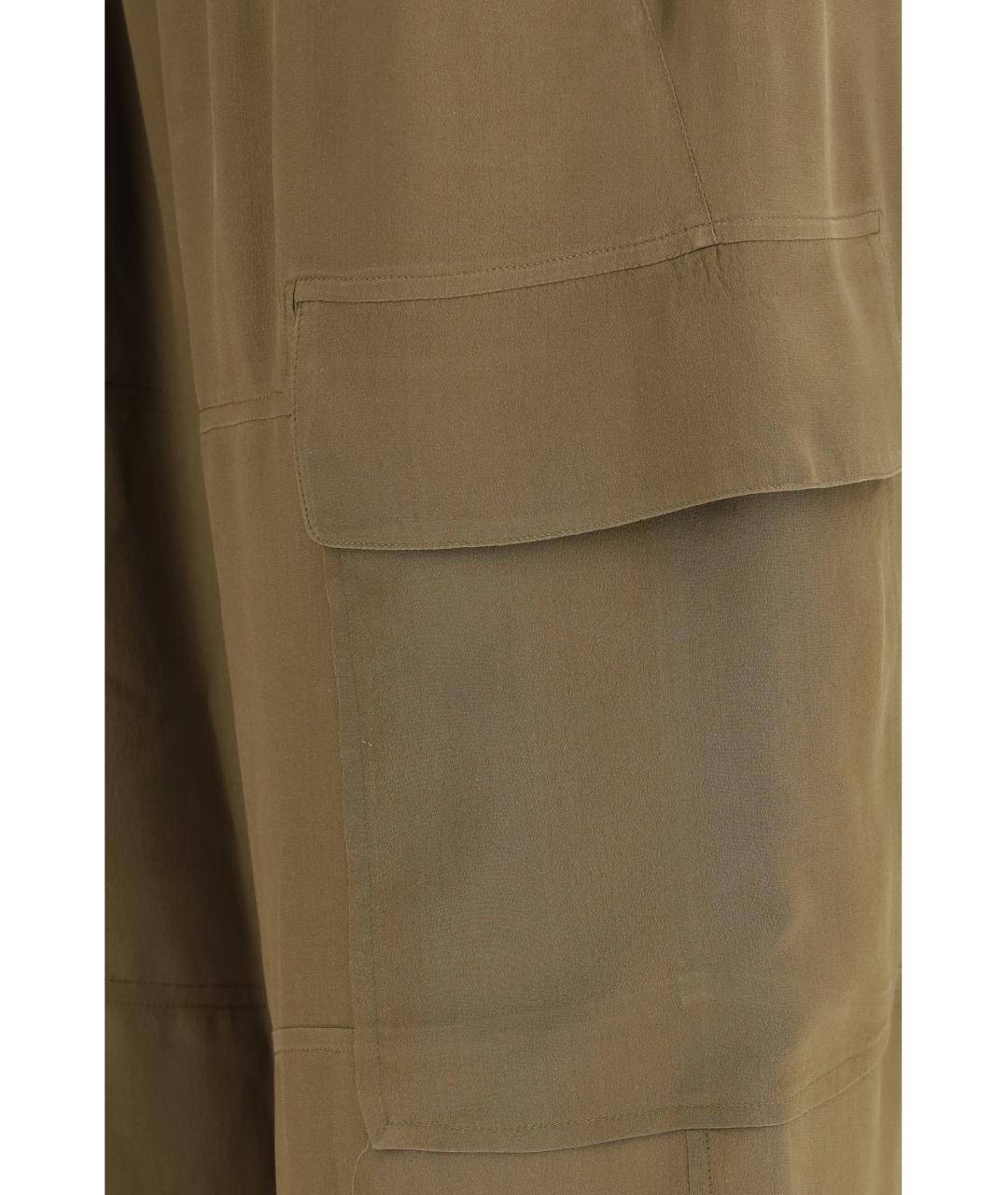 PETAR PETROV Хаки шелковые прямые брюки, фото 3