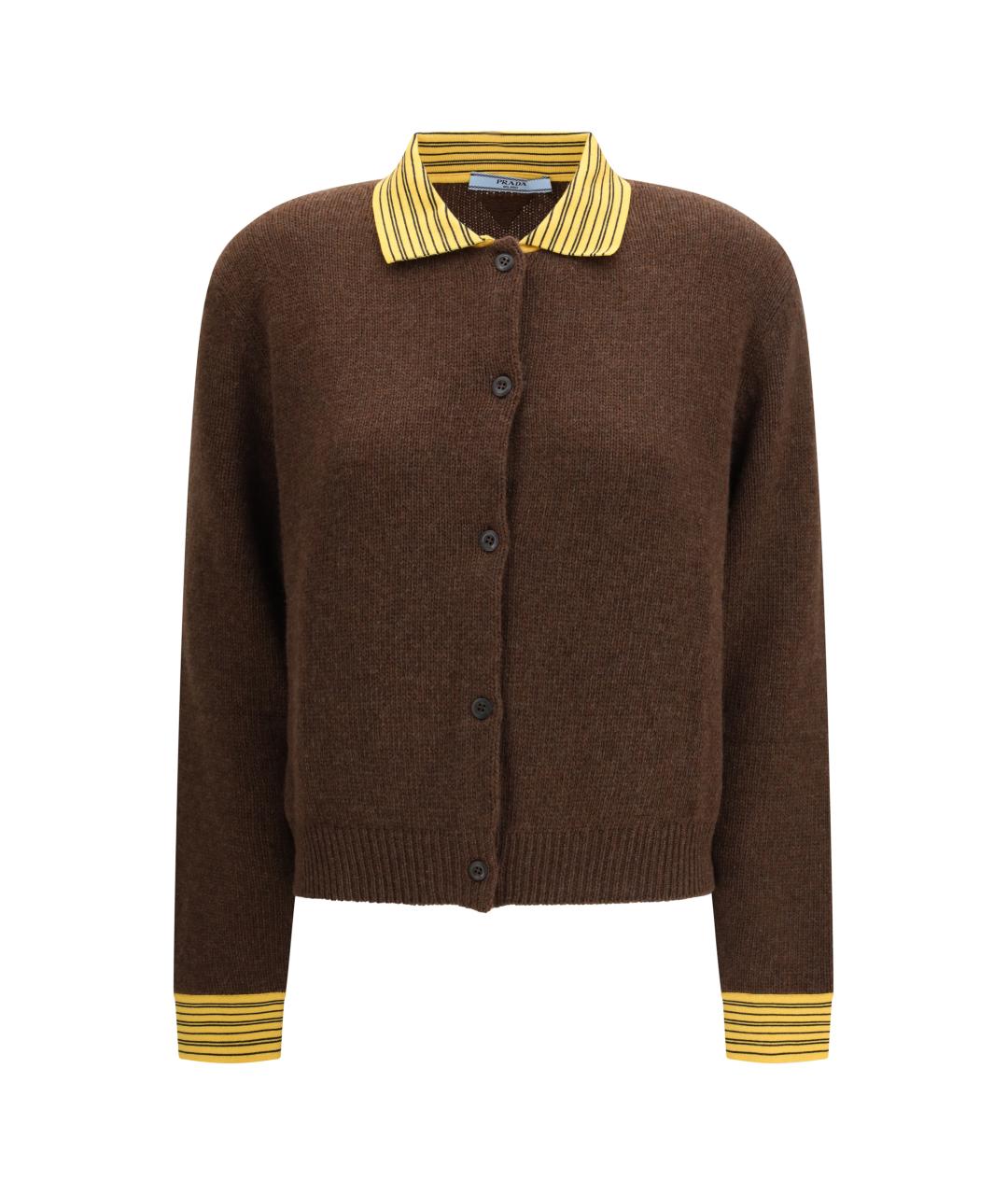PRADA Коричневый кашемировый кардиган, фото 1