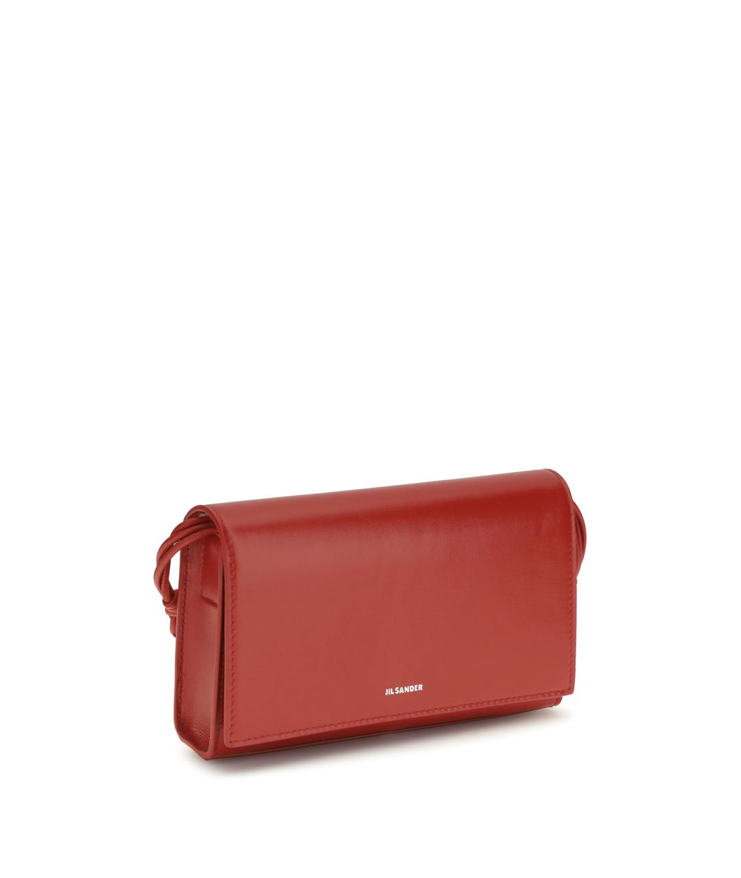 JIL SANDER Красная кожаная сумка через плечо, фото 2