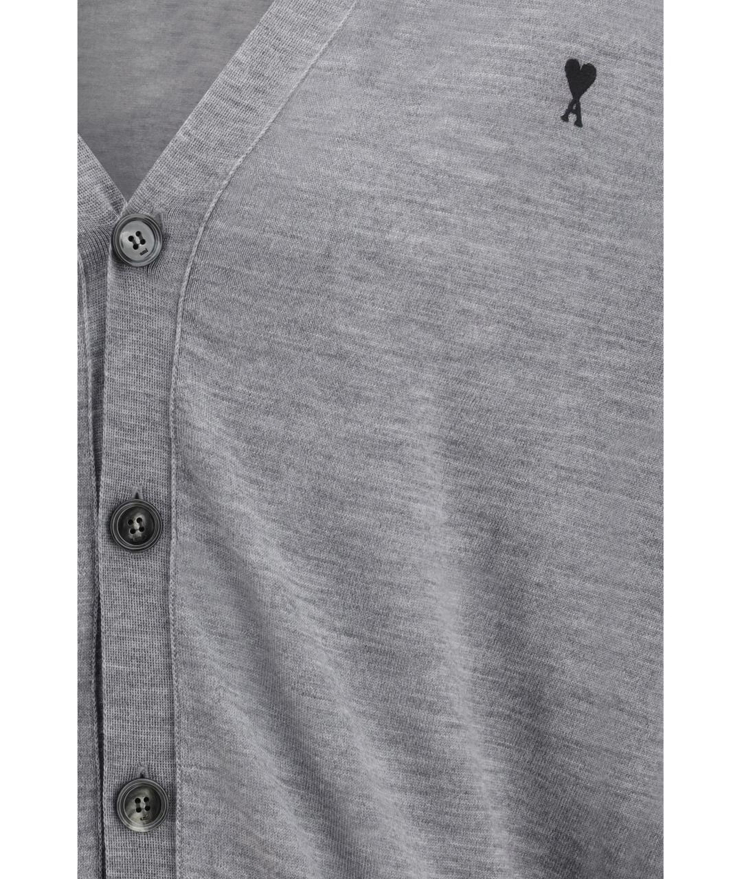 Ami Paris Серый шерстяной кардиган, фото 3