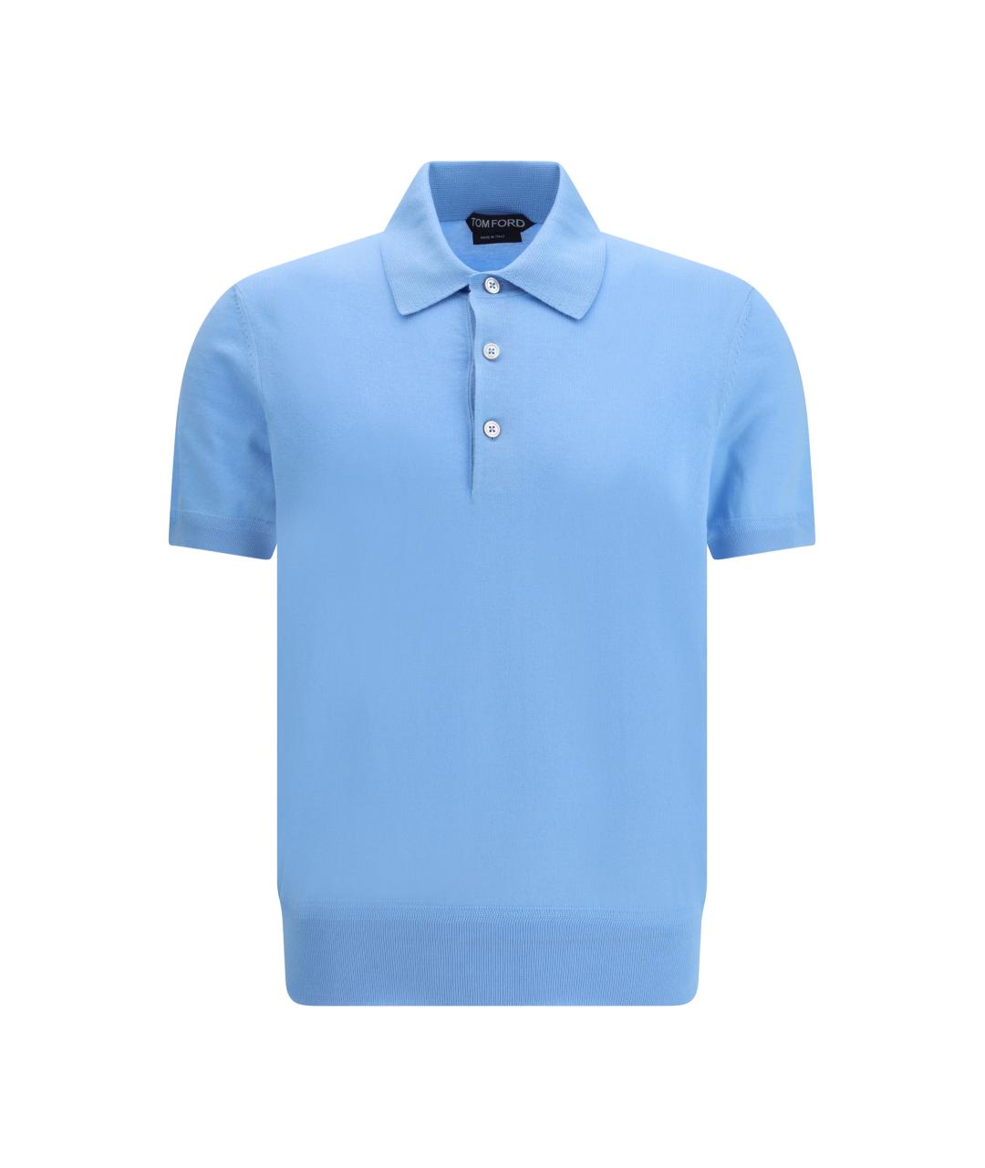 TOM FORD Бирюзовое хлопковое поло с коротким рукавом, фото 1