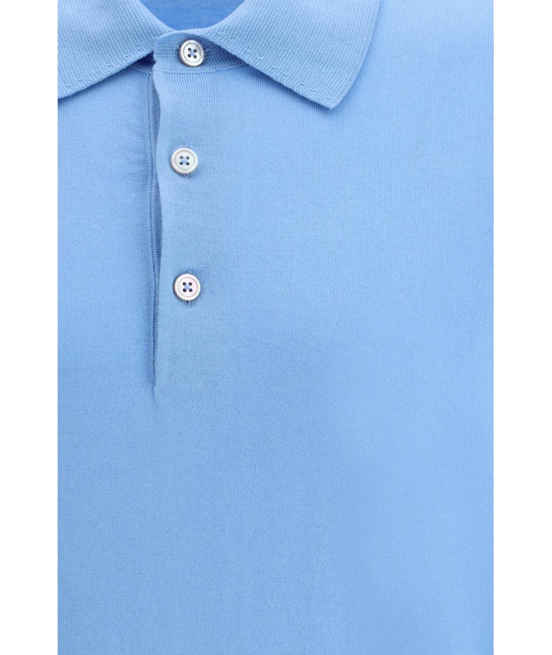 TOM FORD Бирюзовое хлопковое поло с коротким рукавом, фото 3