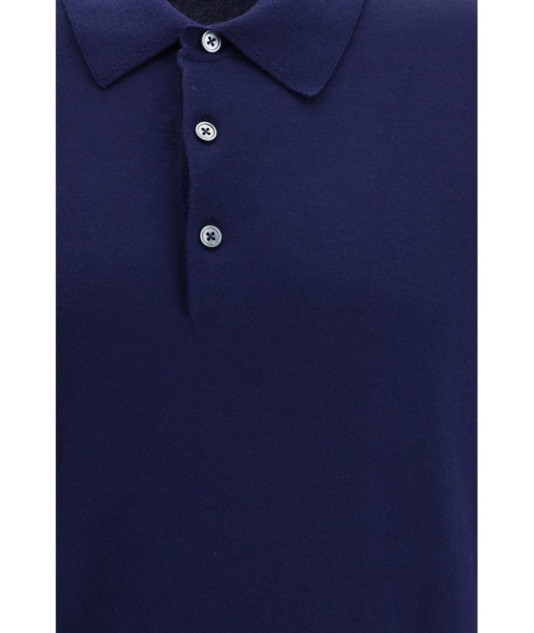 TOM FORD Темно-синее хлопковое поло с коротким рукавом, фото 3