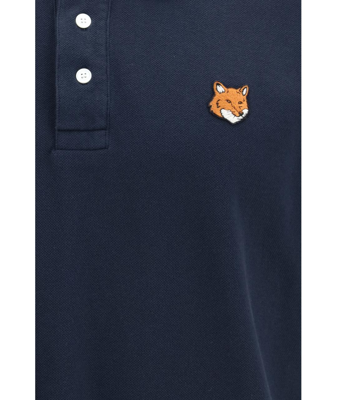 MAISON KITSUNE Темно-синее хлопковое поло с коротким рукавом, фото 3