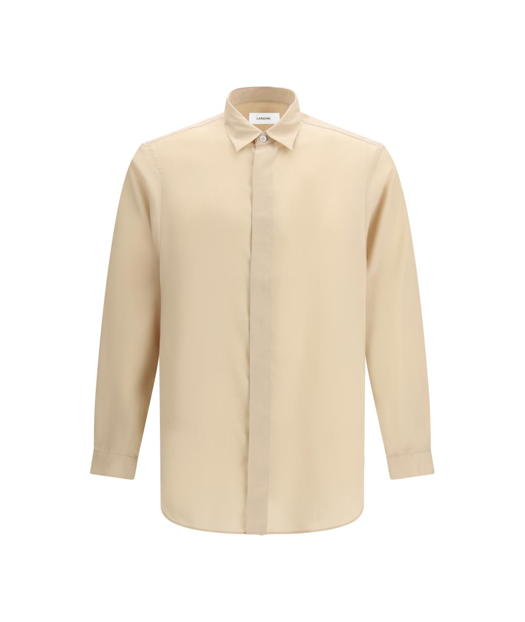LARDINI Бежевая хлопко-лиоцелловая классическая рубашка, фото 1