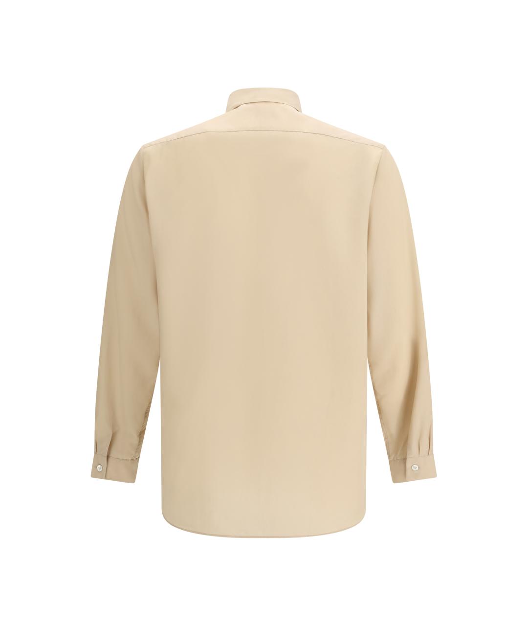 LARDINI Бежевая хлопко-лиоцелловая классическая рубашка, фото 2