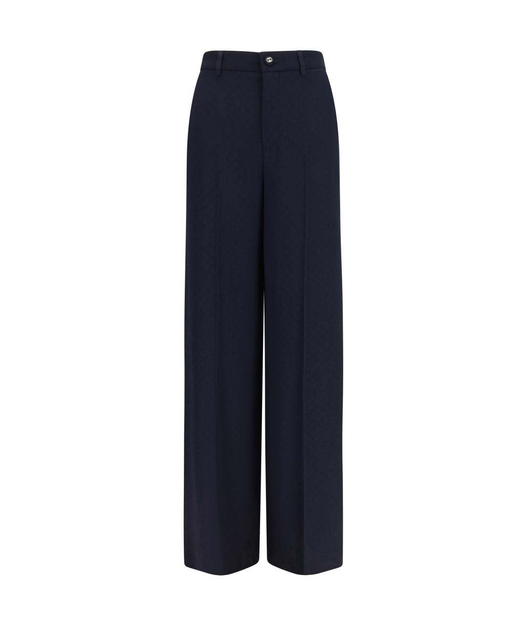 GUCCI Синие вискозные брюки широкие, фото 1