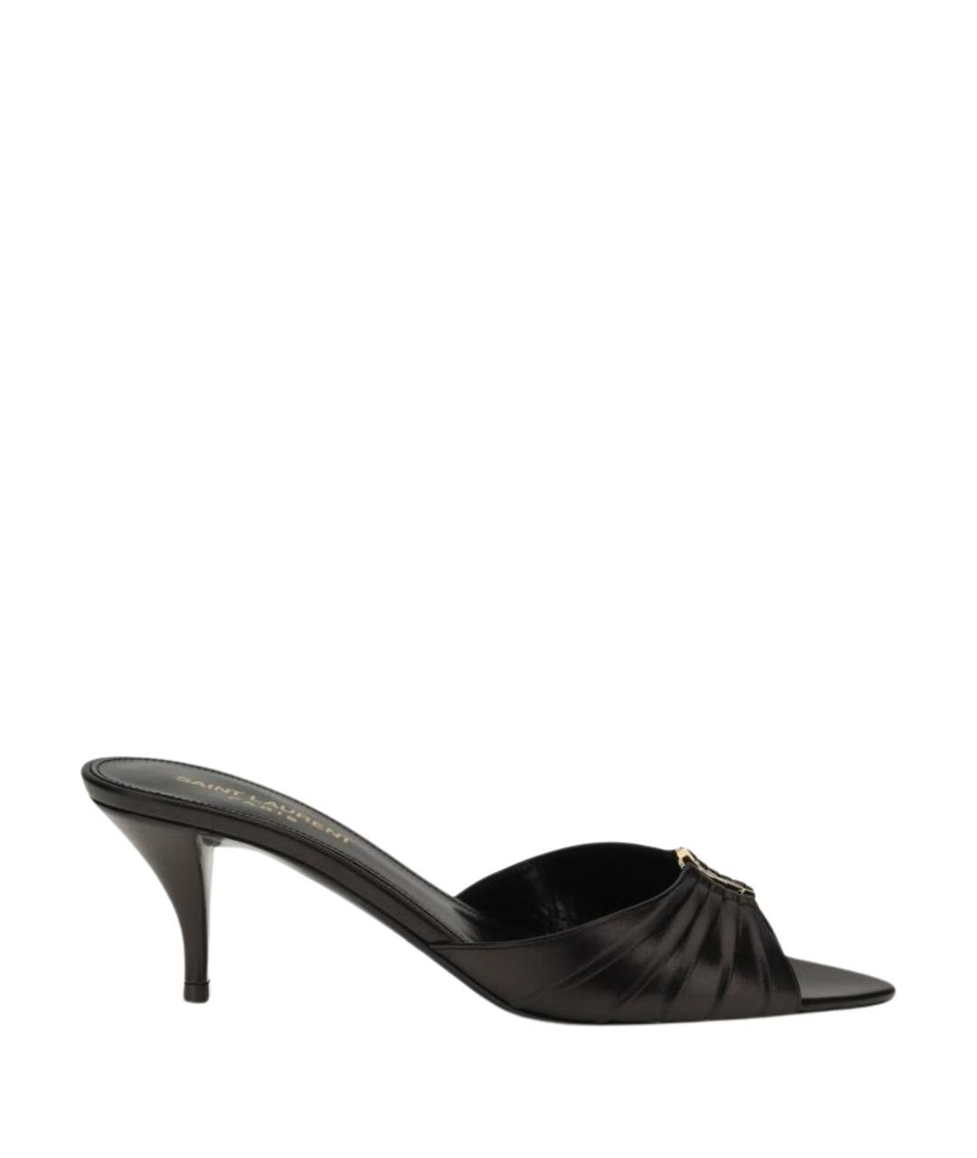 SAINT LAURENT Черные кожаные мюли, фото 1