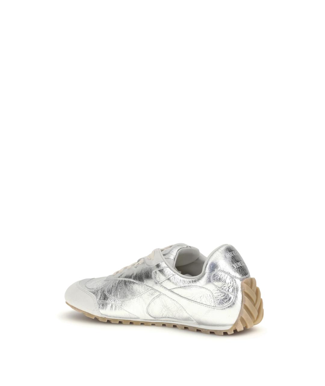 BOTTEGA VENETA Серебряные кожаные низкие кроссовки / кеды, фото 3