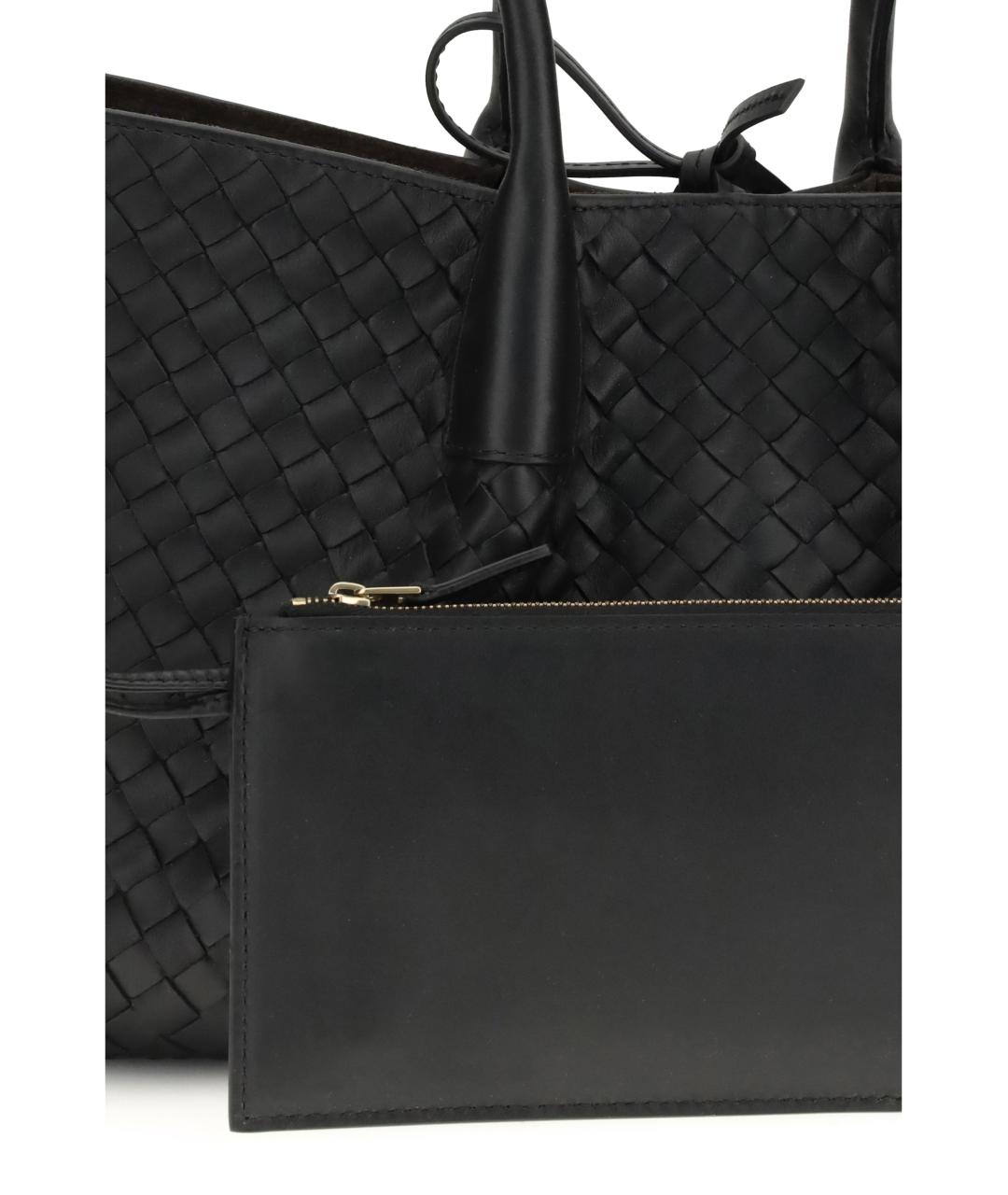 BOTTEGA VENETA Черная кожаная сумка тоут, фото 4