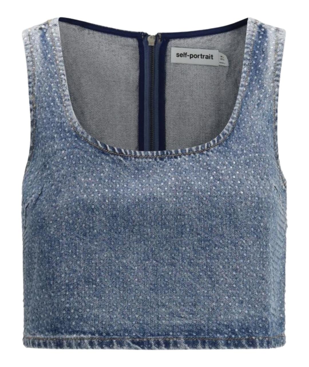 SELF-PORTRAIT Синяя хлопковая майка, фото 1