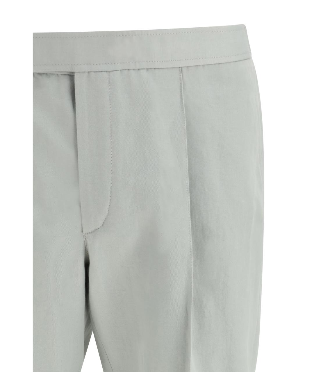 BRIONI Серые льняные повседневные брюки, фото 3