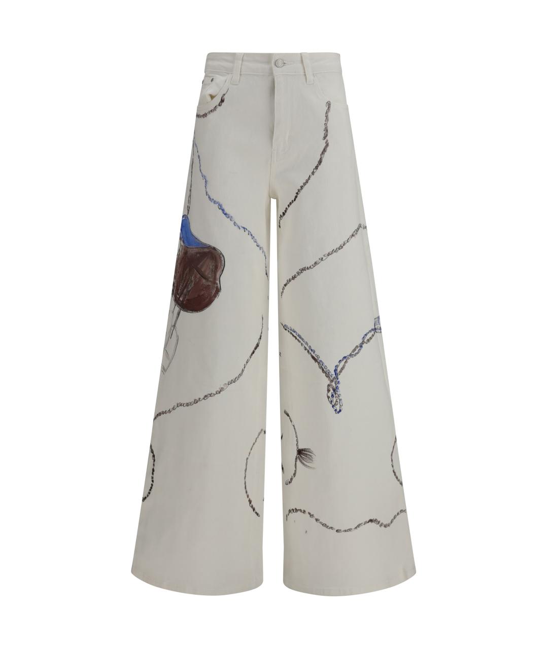 ELLA Белые хлопковые прямые джинсы, фото 1