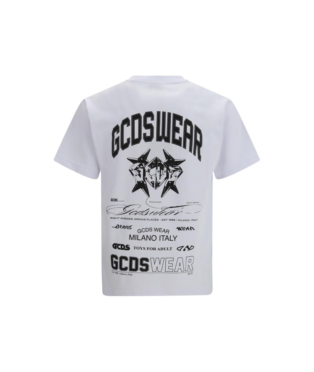 GCDS Белая хлопковая футболка, фото 2
