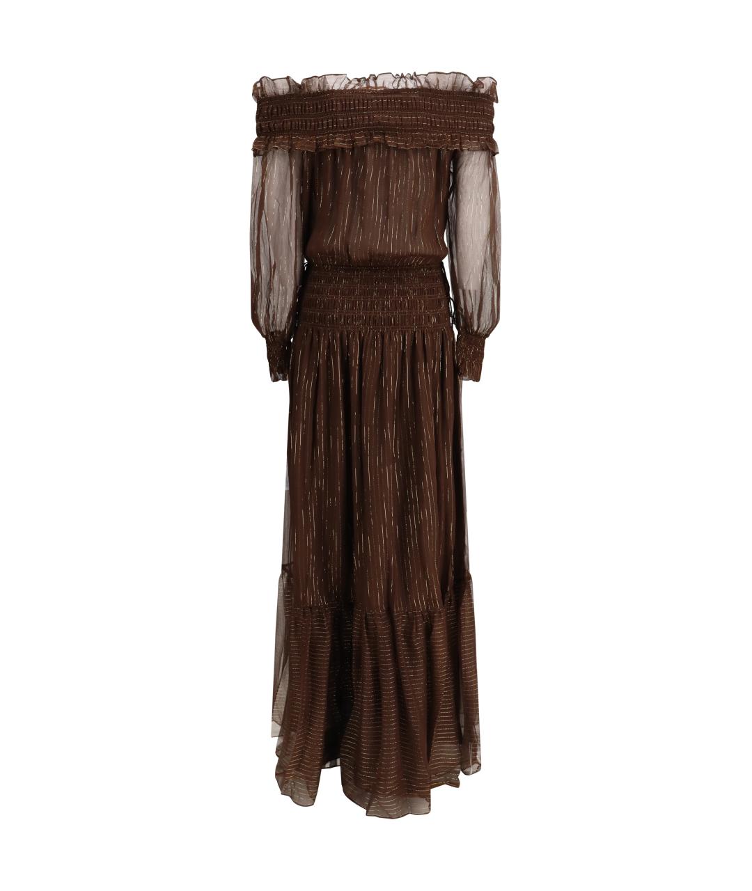 SELF-PORTRAIT Коричневое шелковое платье, фото 2