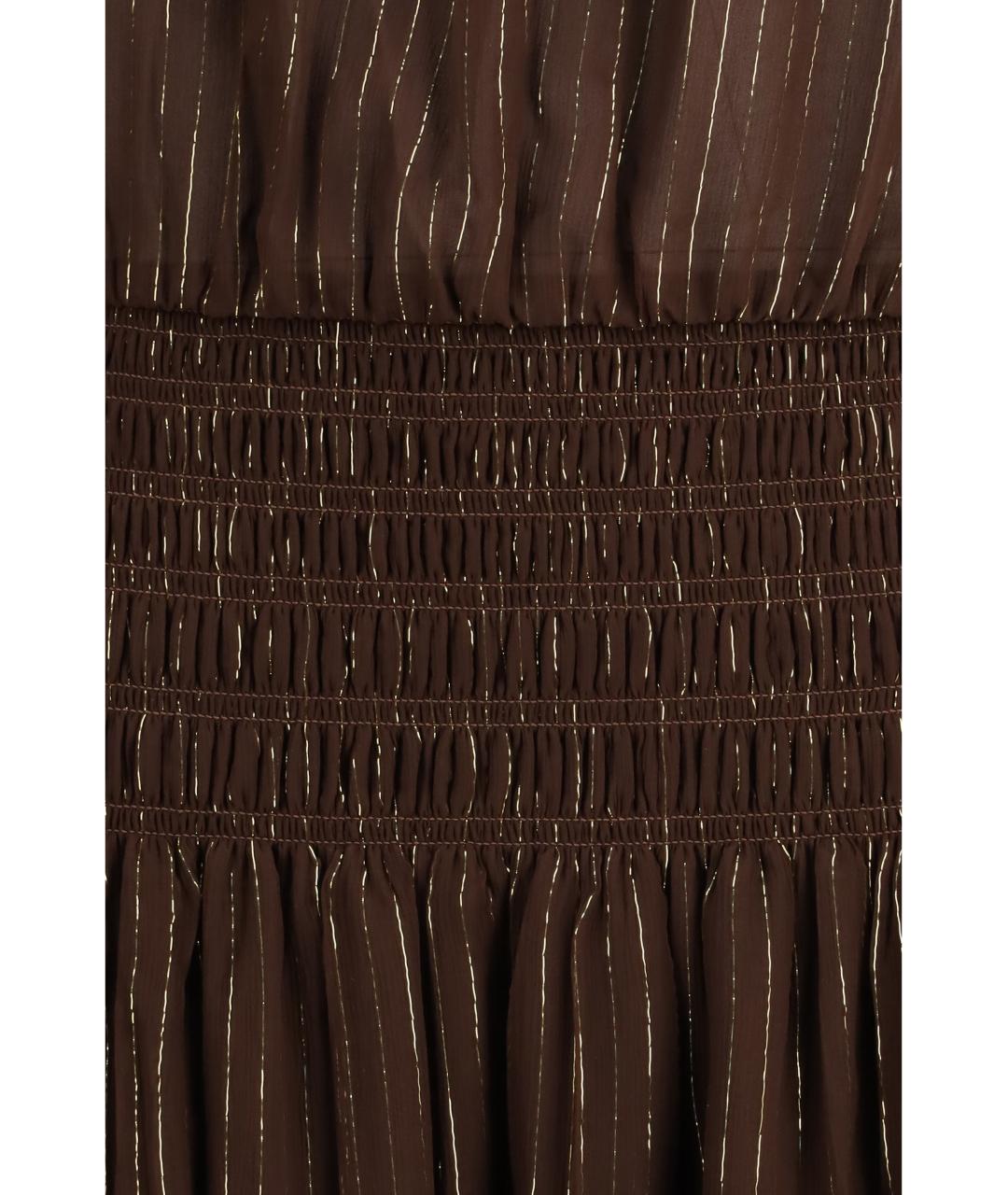 SELF-PORTRAIT Коричневое шелковое платье, фото 3