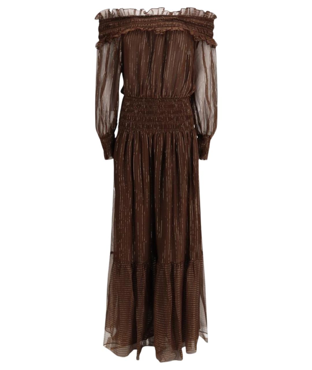 SELF-PORTRAIT Коричневое шелковое платье, фото 1