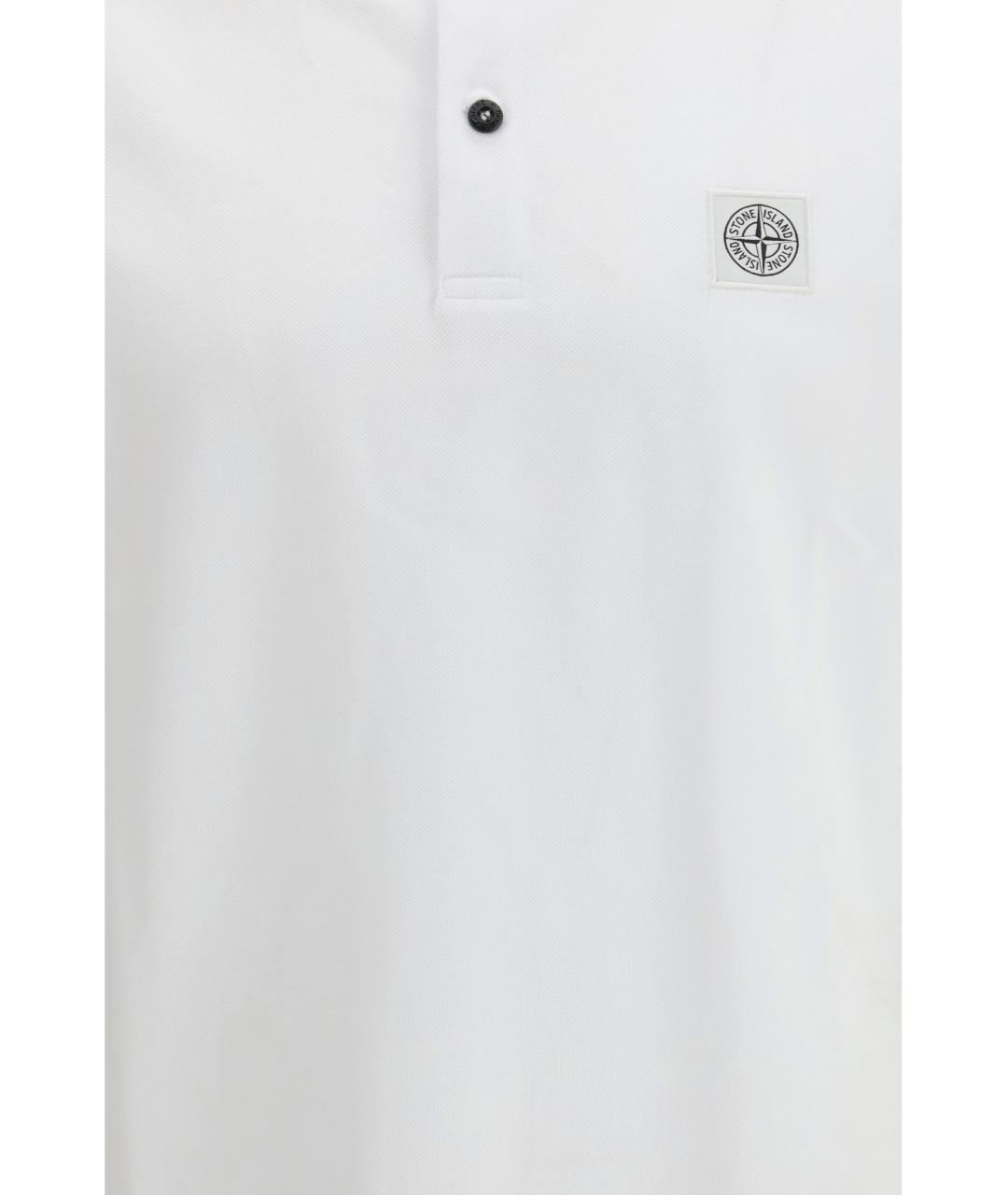 STONE ISLAND Белое хлопковое поло с коротким рукавом, фото 3