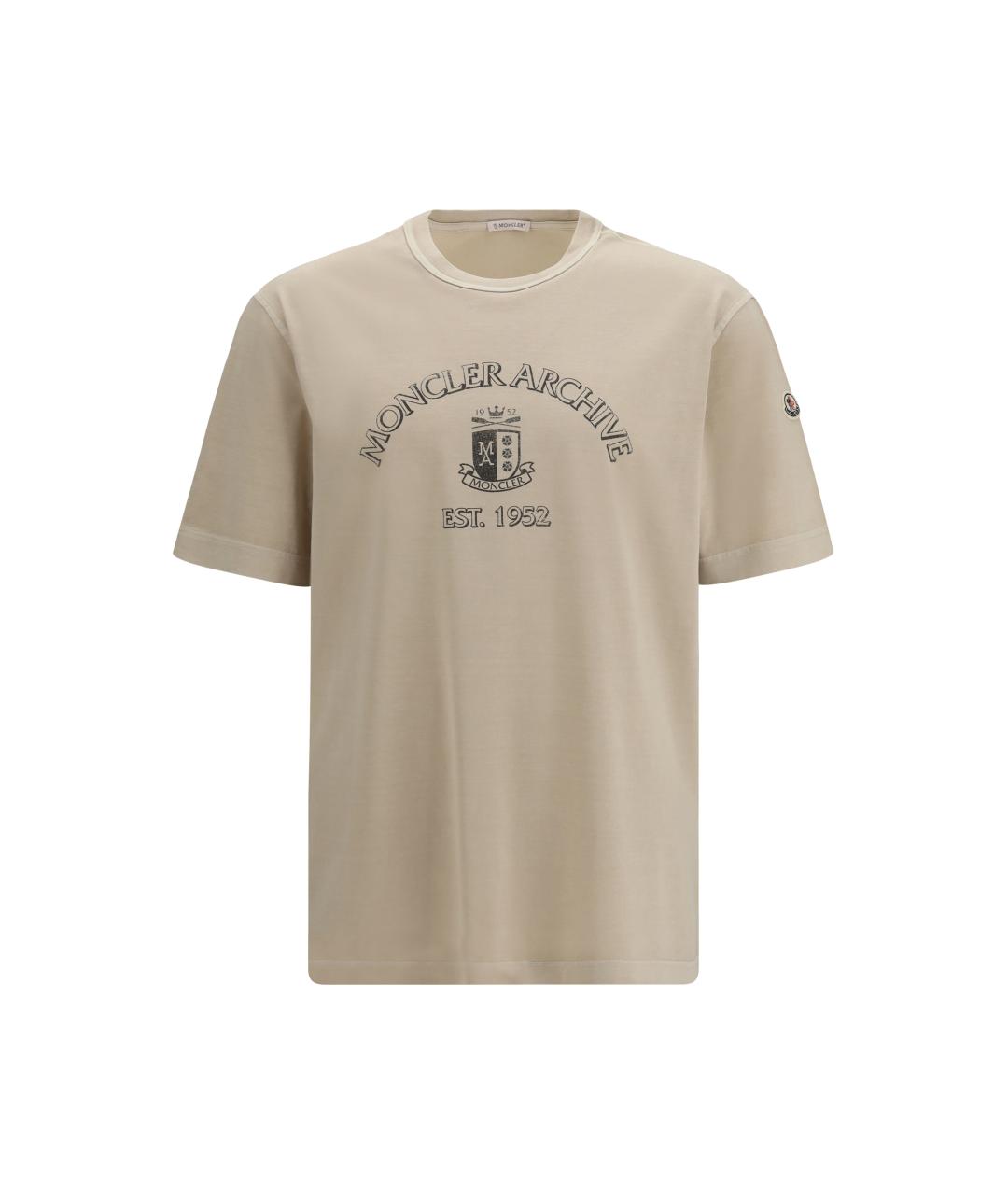 MONCLER Бежевая хлопковая футболка, фото 1